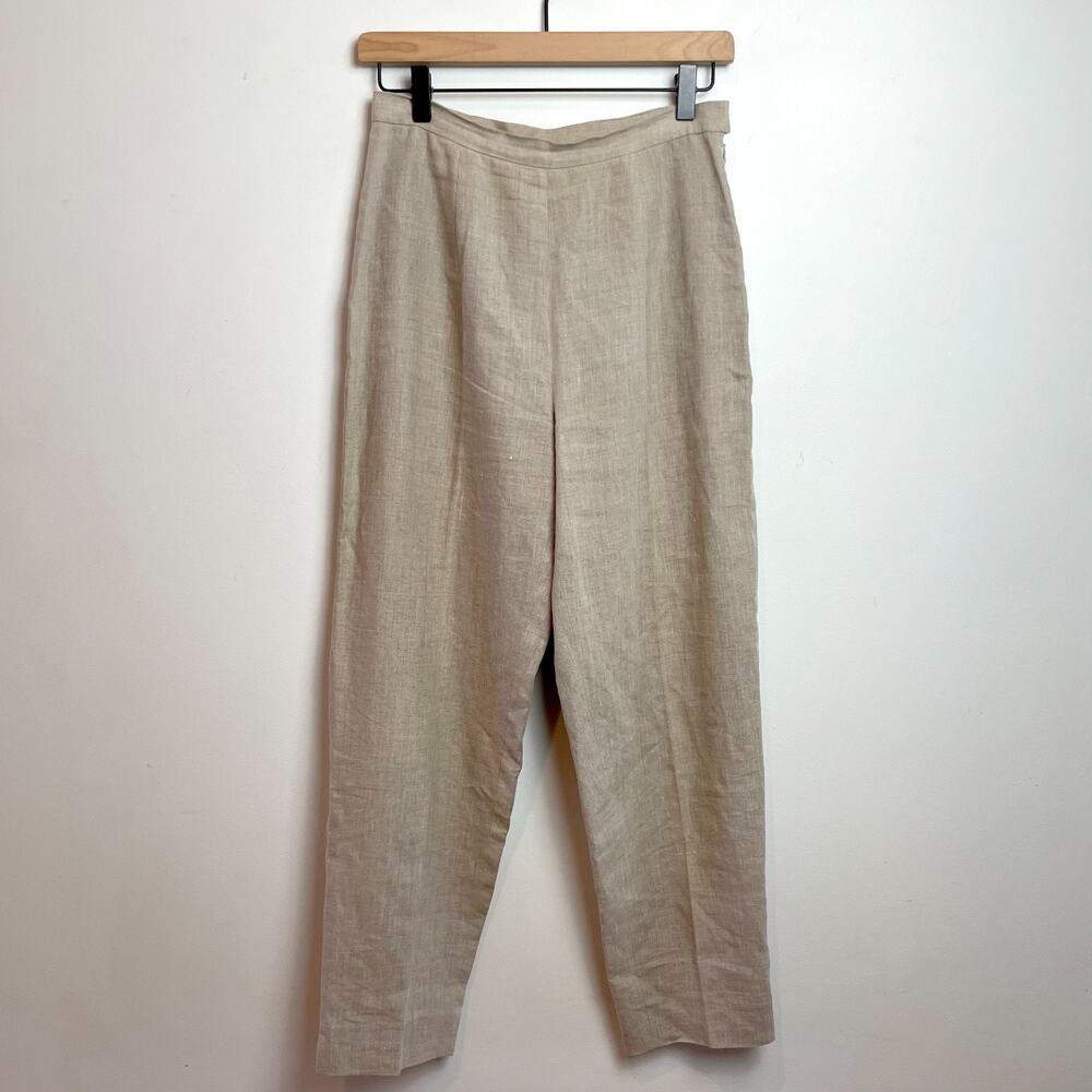 Vintage 90s Linen High Waist Pants Sz 6P Quiet Luxury Minimalist Summer Capsule